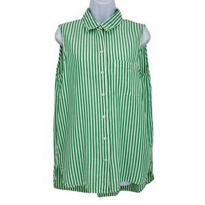 BeachLunchLounge Collection Green Striped Sleeveless Dress Size Medium